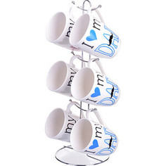 Набор кружек 7 предметов Loraine 0,35л Восточная лилия серая (NG-I180304Q-M)