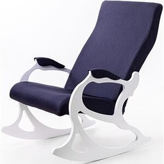 Кресло-качалка Мебелик Санторини ткань деним/каркас белый