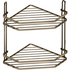 Полка Fora для ванной комнаты и кухни угловая двойная бронза