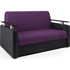 Шарм-Дизайн Диван-кровать Шарм 140 фиолетовая рогожка и черная экокожа