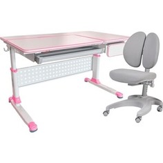 Комплект FunDesk Парта Brunia pink + кресло Solerte grey