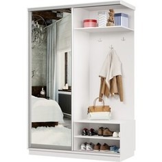 Прихожая правая Классика 02 (каркас белый, фасад 01 зеркало) профиль серебро Пр.п.02.2200.1200.600.01.07.00.01