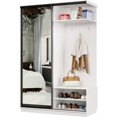 Прихожая правая Классика 03 (каркас белый, фасад 01 зеркало) профиль черный муар Пр.п.03.2400.1200.450.01.07.00.07