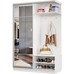 Прихожая правая Классика 04 (каркас белый, фасад 11 зеркало) профиль серебро Пр.п.04.2400.1200.600.11.07.00.01