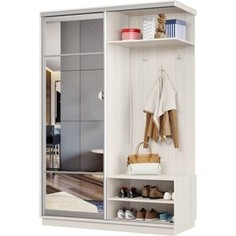 Прихожая правая Классика 29 (каркас каттхульт, фасад 11 зеркало) профиль серебро Пр.п.29.2200.1800.450.11.03.00.01