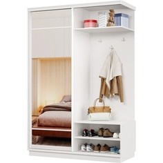 Прихожая правая Классика 10 (каркас белый, фасад 10 зеркало) профиль белый глянец Пр.п.10.2200.1500.600.10.07.00.06