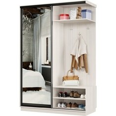 Прихожая правая Классика 10 (каркас каттхульт, фасад 01 зеркало) профиль черный муар Пр.п.10.2200.1500.600.01.03.00.07