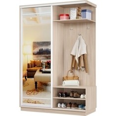 Прихожая правая Классика 10 (каркас ясень шимо светлый, фасад 09 зеркало) профиль белый глянец Пр.п.10.2200.1500.600.09.01.00.06