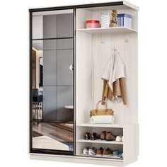 Прихожая правая Классика 12 (каркас каттхульт, фасад 11 зеркало) профиль черный муар Пр.п.12.2400.1500.600.11.03.00.07