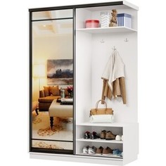 Прихожая правая Классика 04 (каркас белый, фасад 09 зеркало) профиль черный муар Пр.п.04.2400.1200.600.09.07.00.07