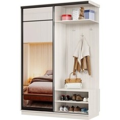 Прихожая правая Классика 10 (каркас каттхульт, фасад 10 зеркало) профиль черный муар Пр.п.10.2200.1500.600.10.03.00.07