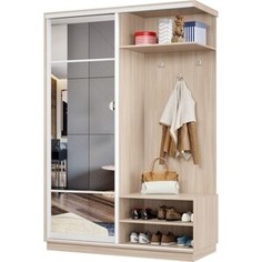 Прихожая правая Классика 11 (каркас ясень шимо светлый, фасад 11 зеркало) профиль белый глянец Пр.п.11.2400.1500.450.11.01.00.06