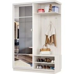 Прихожая правая Классика 12 (каркас каттхульт, фасад 11 зеркало) профиль белый глянец Пр.п.12.2400.1500.600.11.03.00.06