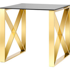 Журнальный столик Stool Group Кросс 55x55 стекло smoke, сталь золото EET-008-TG-SK