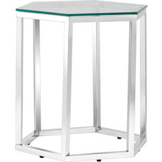 Журнальный столик Stool Group Гекс прозрачное стекло, сталь серебро EET-063