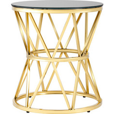 Журнальный столик Stool Group Вива 50x50 стекло черное, сталь золото EET-080-TG