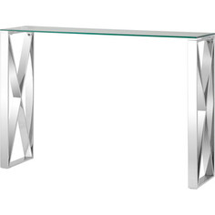 Консоль Stool Group Кросс 115x30 прозрачное стекло, сталь серебро ECST-008