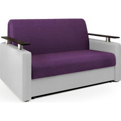 Шарм-Дизайн Диван-кровать Шарм 100 фиолетовая рогожка и экокожа белая