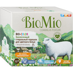 Стиральный порошок BioMio Bio-color Хлопок концентрат для цветного белья без запаха, 1.5 кг