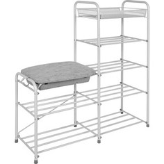 Подставка для обуви ЗМИ 5-ти полочная 90см с сиденьем и ящиком белое серебро (ПДОсСя 360 БС)