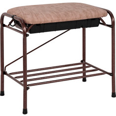 Подставка для обуви ЗМИ 2-х полочная 45см медный антик с бежевым сиденьем и ящиком (ПДОсСя 390 БМ)