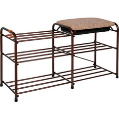 Подставка для обуви ЗМИ 3-х полочная 80см медный антик с бежевым сиденьем и ящиком(ПДОсСя 339 БМ)