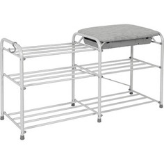 Подставка для обуви ЗМИ 3-х полочная 80см с сиденьем и ящиком белое серебро (ПДОсСя 339 БС)