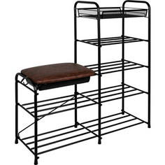 Подставка для обуви ЗМИ 5-ти полочная 90см с сиденьем и ящиком черная (ПДОсСя 360 Ч)