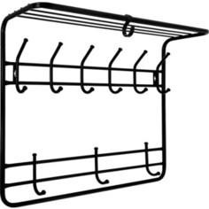Вешалка ЗМИ Черная двухярусная настенная с полкой 80см (ВСП 9 Ч)