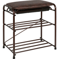 Подставка для обуви ЗМИ 3-х полочная 45см с сиденьем и ящиком медный антик (ПДОсСя 341 М)