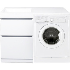 Стиральная машина с тумбой и раковиной Indesit IWSB 5085 Даллас 115 белая, напольная левая