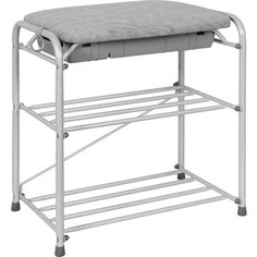 Подставка для обуви ЗМИ 3-х полочная 45см с сиденьем и ящиком белое серебро (ПДОсСя 341 БС)