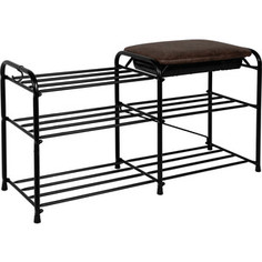 Подставка для обуви ЗМИ 3-х полочная 80см с сиденьем и ящиком черная (ПДОсСя 339 Ч)