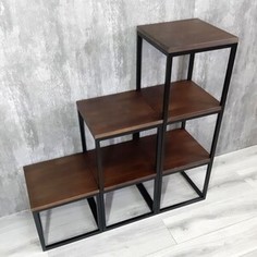 Напольная консоль Akur Loft Waco металлокаркас черный декор венге