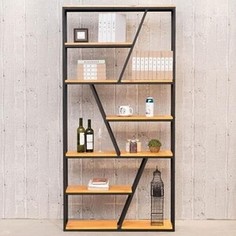 Стеллаж Akur Loft Ontario металлокаркас черный декор прозрачный лак