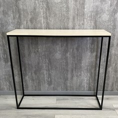 Напольная консоль Akur Loft Wington металлокаркас черный декор беленый клен