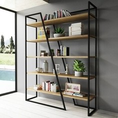 Стеллаж Akur Loft Oakland металлокаркас черный декор прозрачный лак