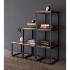 Напольная консоль Akur Loft Waco металлокаркас черный декор вишня