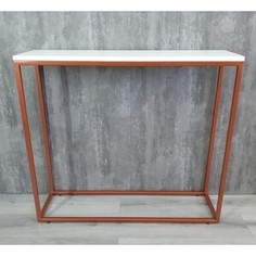 Напольная консоль Akur Loft Wington металлокаркас медь декор белый