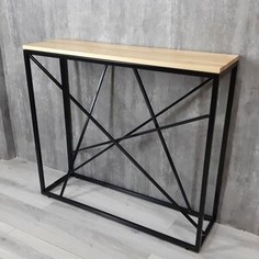 Напольная консоль Akur Loft Fullerton металлокаркас черный декор прозрачный лак