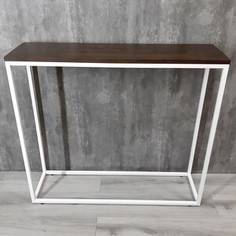 Напольная консоль Akur Loft Wington металлокаркас белый декор орех