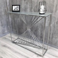 Напольная консоль Akur Loft Paris металлокаркас хром матовое стекло