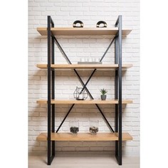 Стеллаж Akur Loft Frisco металлокаркас черный декор прозрачный лак