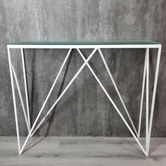 Напольная консоль Akur Loft Cary металлокаркас белый матовое стекло