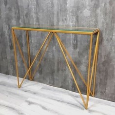 Напольная консоль Akur Loft Cary металлокаркас золото прозрачное стекло