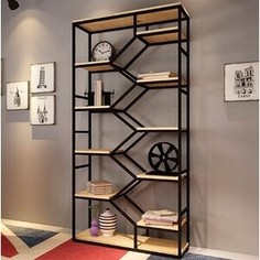 Стеллаж Akur Loft Dayton металлокаркас черный декор прозрачный лак