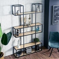 Стеллаж Akur Loft Irving металлокаркас черный декор прозрачный лак
