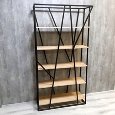 Стеллаж Akur Loft Stockton металлокаркас черный декор прозрачный лак
