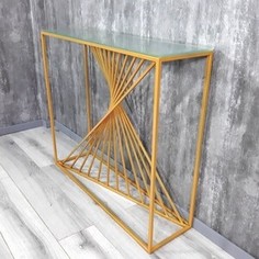 Напольная консоль Akur Loft Paris металлокаркас золото матовое стекло