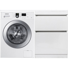 Стиральная машина с тумбой и раковиной Samsung WF8590NLW9 Даллас 120 белая, напольная правая